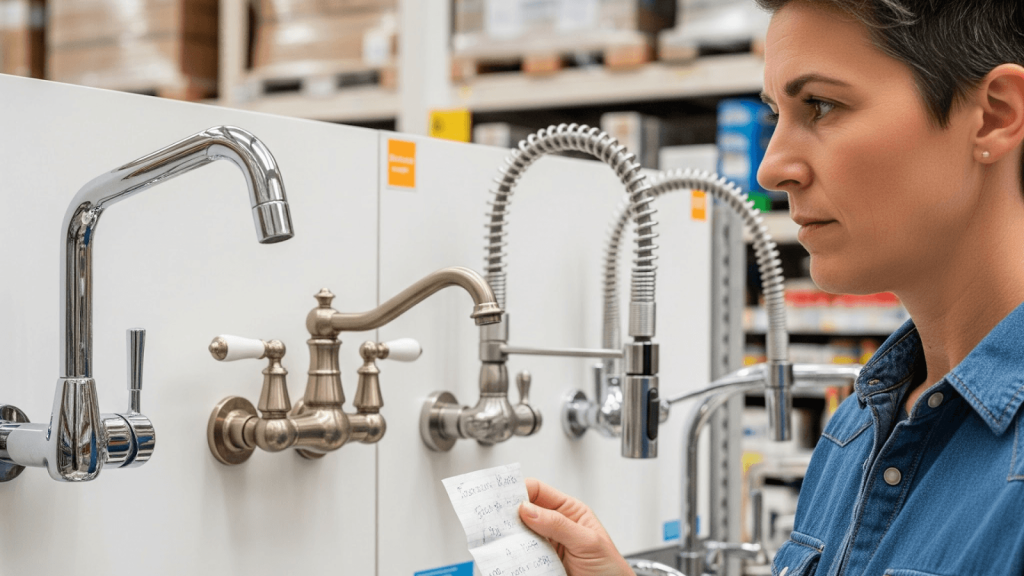 Women choosing the right faucet for the kitchen