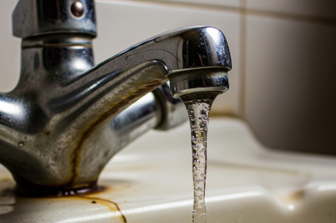 Faulty faucet causing low water pressure at a kitchen sink