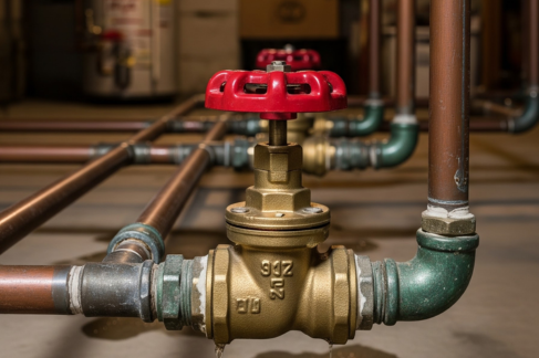 Partially closed water shut-off valve causing low water pressure in a house