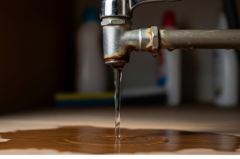 Leaking water pipe causing low water pressure in a home