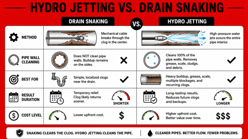 Hydro Jetting vs. Drain Snaking
